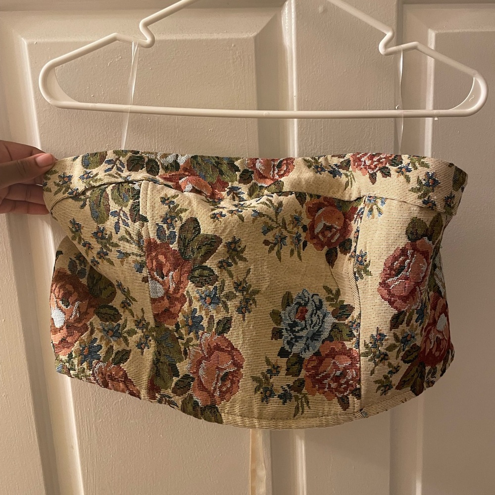 Floral Strapless Bustier Top